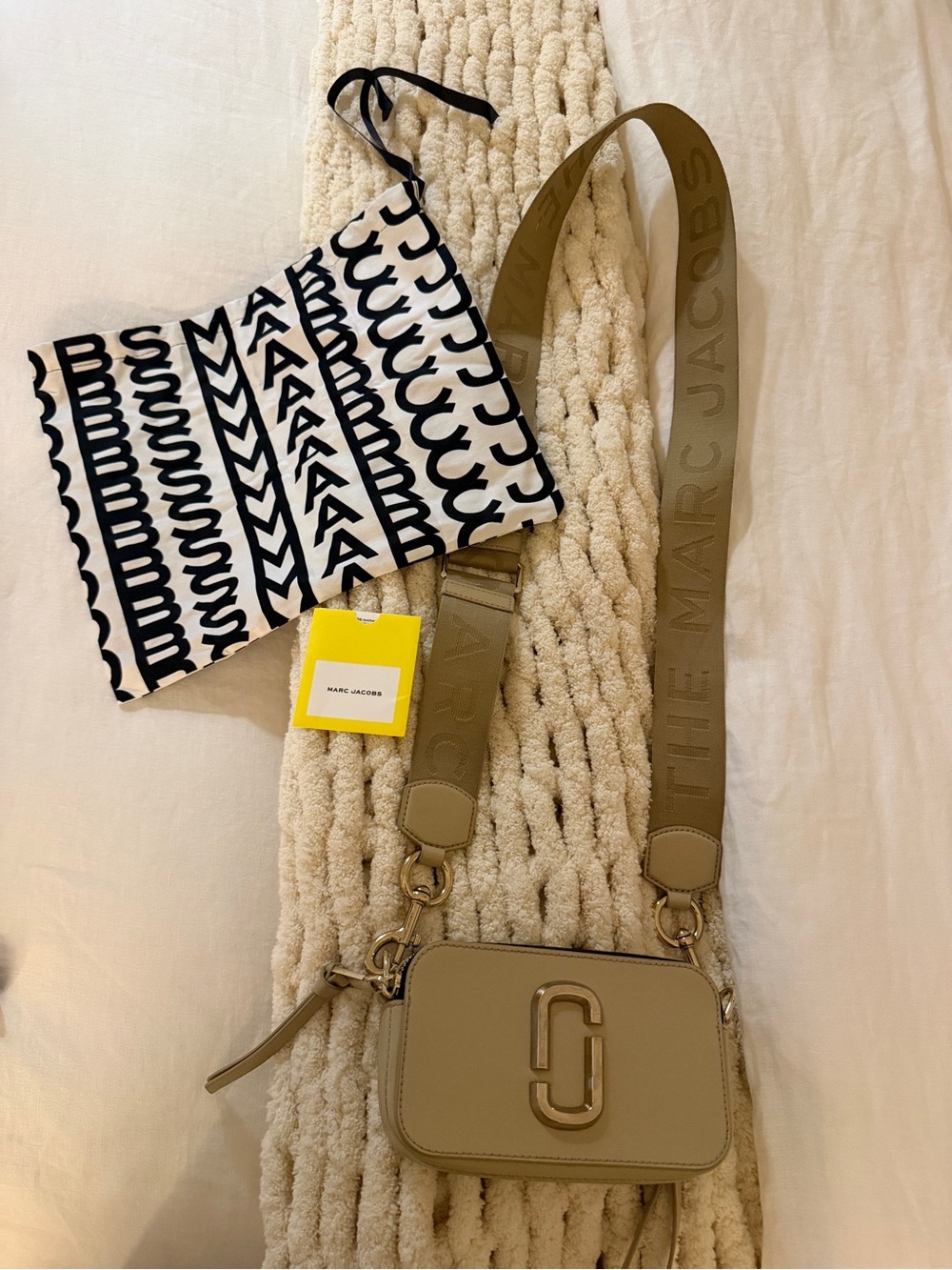 Marc Jacobs Beige Camera Crossbody with Wide Logo Strap